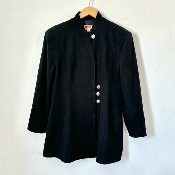 Frontier Collection Black Wool Coat Concho Button Front Made In USA Womens 10 - Picture 12 of 12